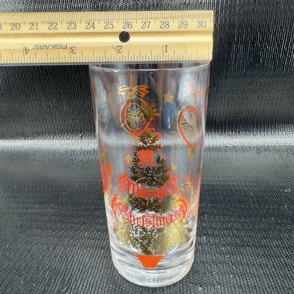 Beaver Valley Merry Christmas Tree Highball Tumblers Drinking Glasses Set 4 VTG - Picture 3 of 9